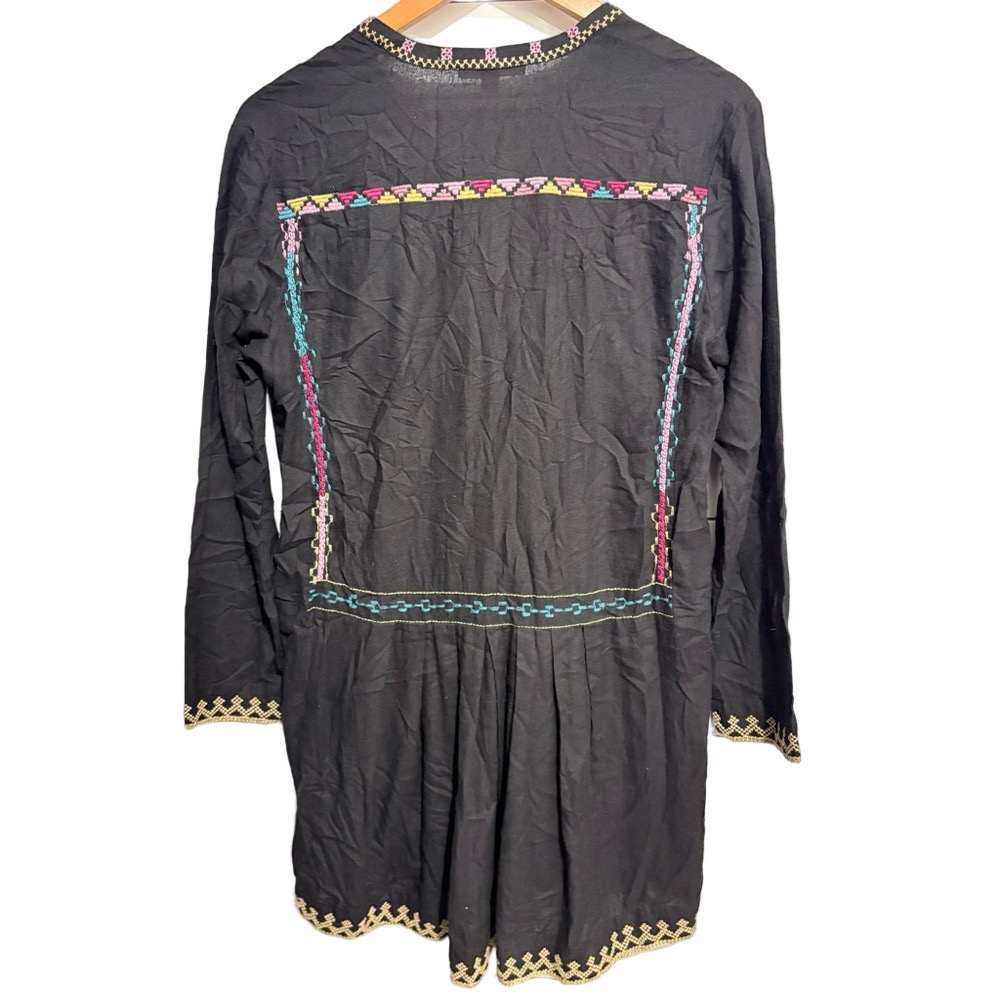 Anthropologie Burning Torch Embroidered Black Tunic Top - Picture 4 of 5